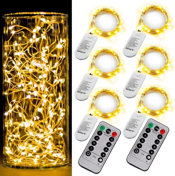 6-Pack Waterproof Fairy Lights with Timer & Remote for Parties