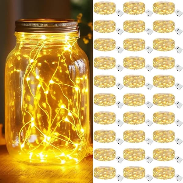 30-Pack Battery Operated LED Fairy Lights for Parties, Waterproof