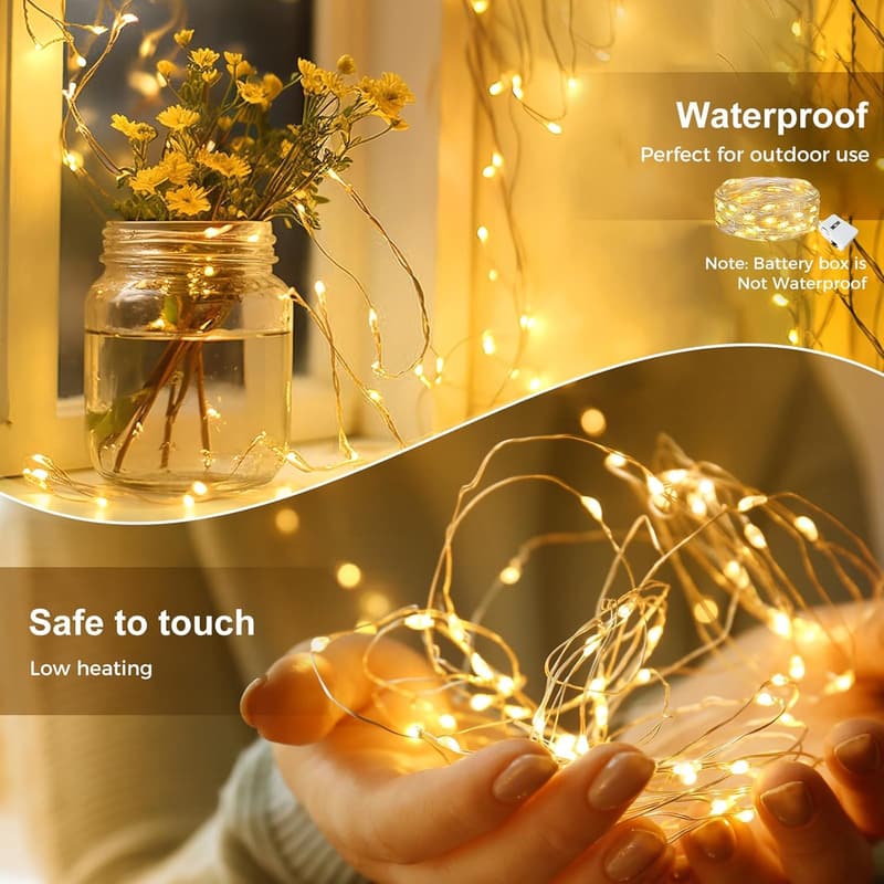 30-Pack Battery Operated LED Fairy Lights for Parties, Waterproof