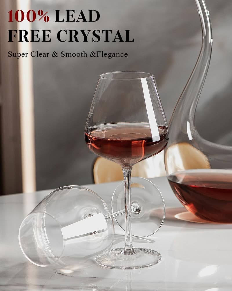 Mother's Day Gift - Set of 2 Hand Blown 32oz Red Wine Glasses