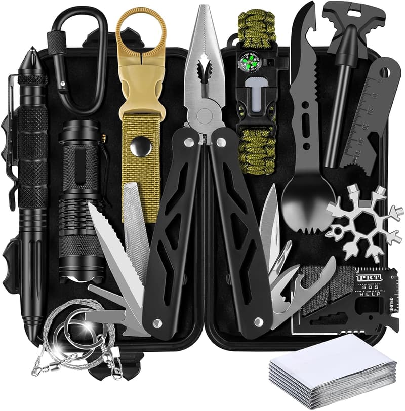 28-in-1 Survival Kit for Men - Unique Gifts for Camping & Hiking