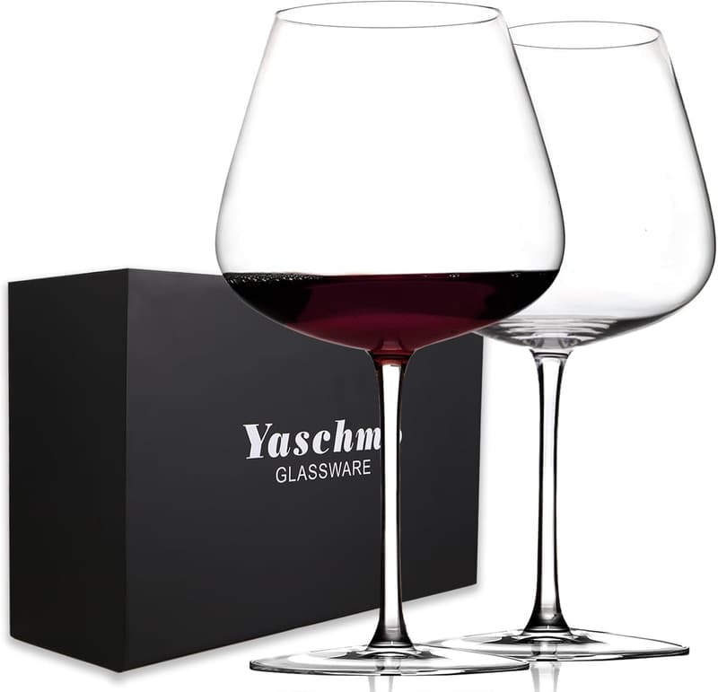 Oversized 30oz Hand Blown Crystal Wine Glasses - Set of 2