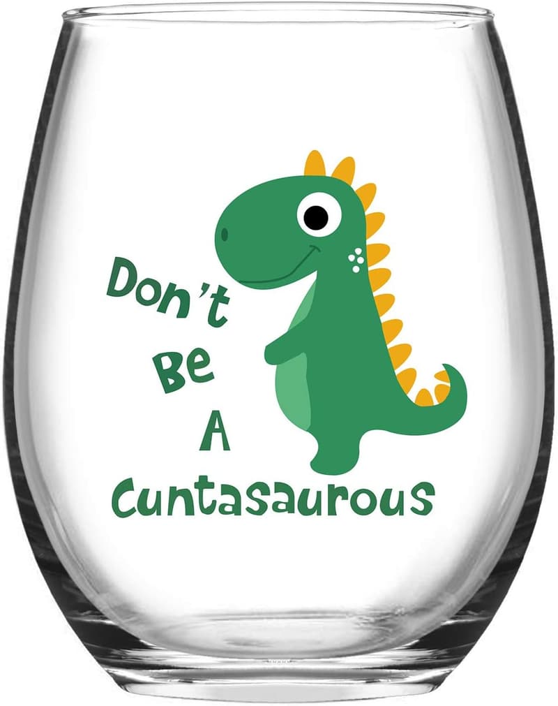 Funny Dinosaur Wine Glass - 