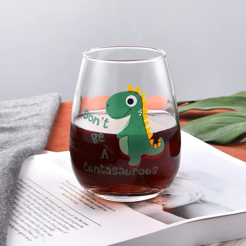 Funny Dinosaur Wine Glass - 