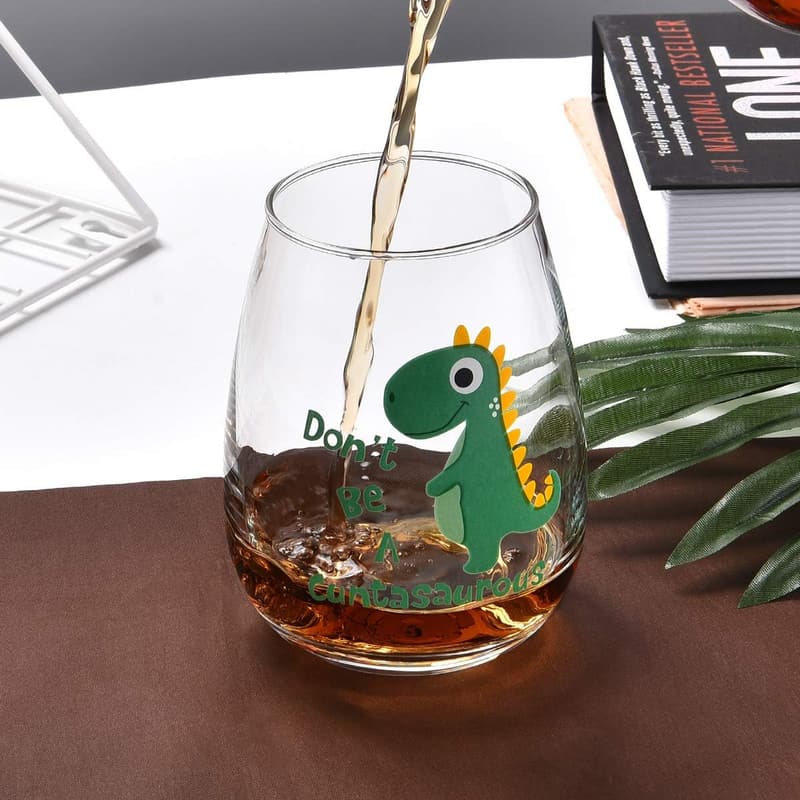 Funny Dinosaur Wine Glass - 