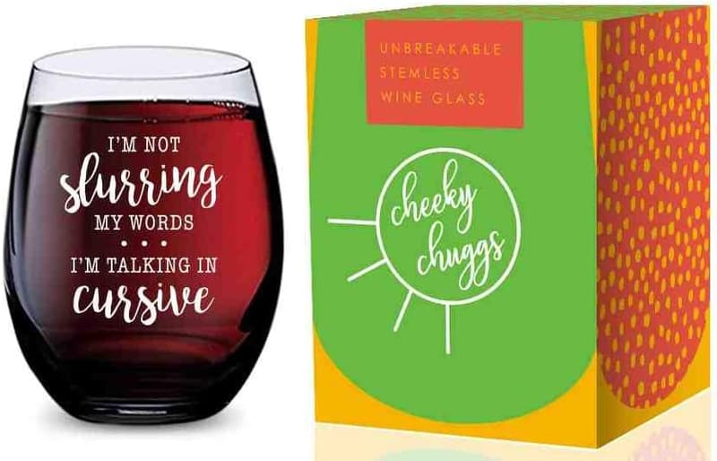 Funny Stemless Wine Glass - Unbreakable Tritan, 16 oz