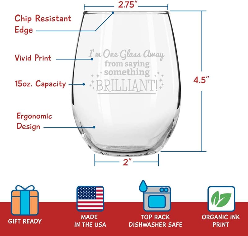 Funny Stemless Wine Glass Set for Women - 15 oz Novelty Gift