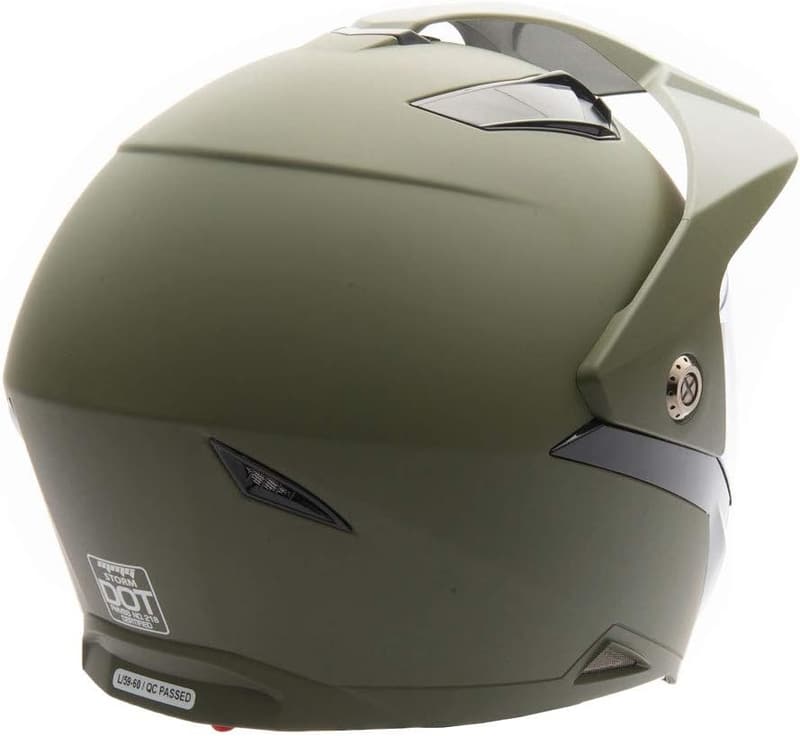 Dual Sport Motorcycle Helmet - Flip-Up Visor, Medium Green