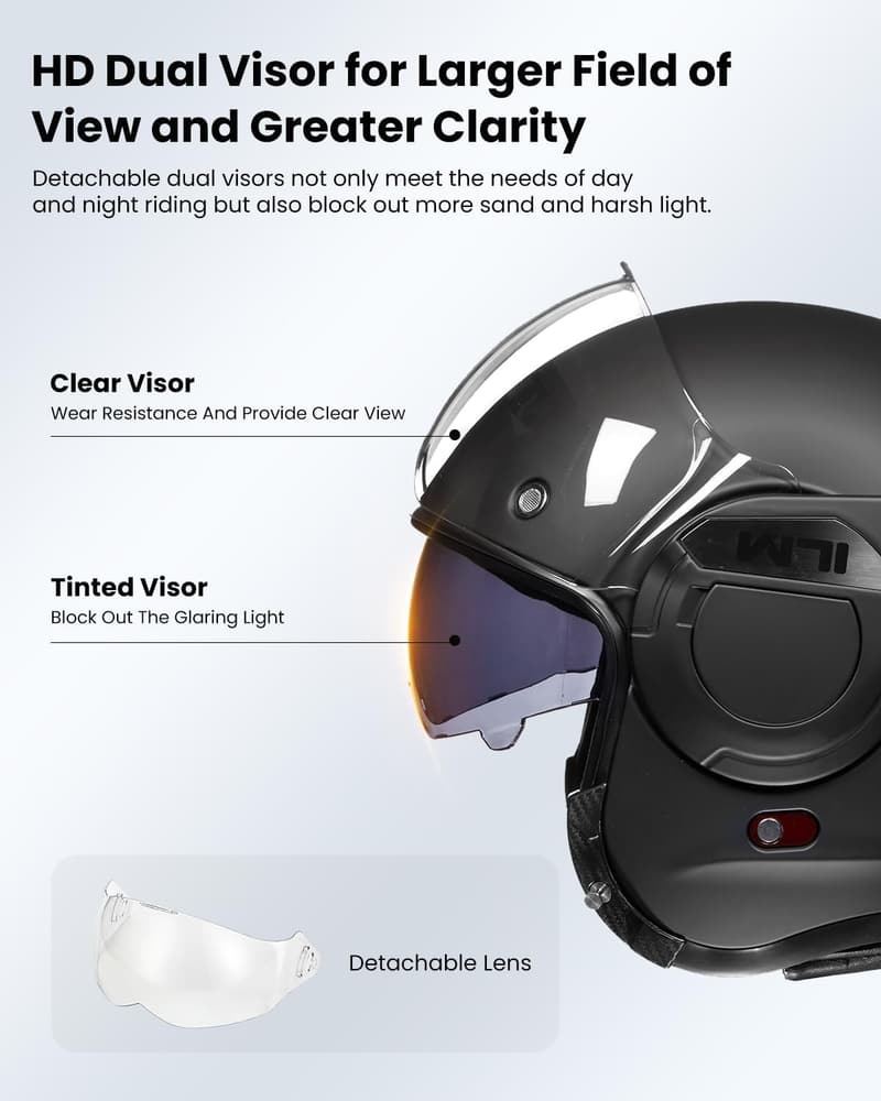 Adult Vintage Full-Face Motorcycle Helmet with 180° Chin Guard - Matte Black
