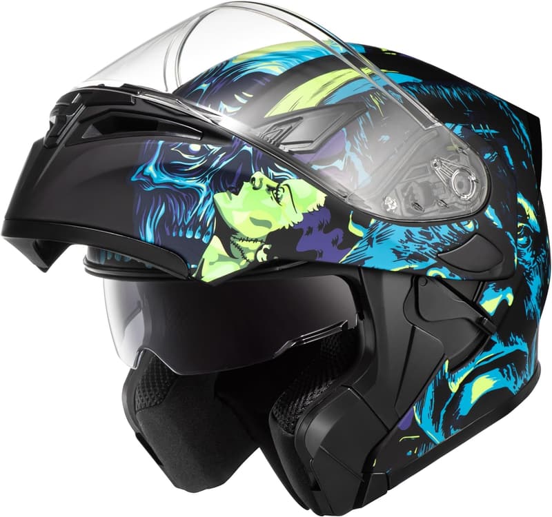 DOT Certified Modular Full Face Motorcycle Helmet with Dual Visor