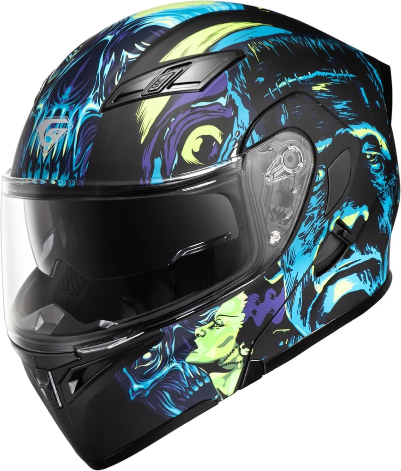 DOT Certified Modular Full Face Motorcycle Helmet with Dual Visor
