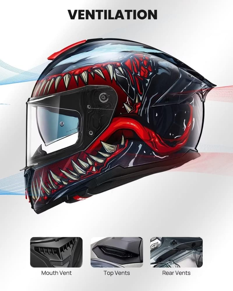 Dual Visor Full Face Motorcycle Helmet for Men and Women - DOT Certified