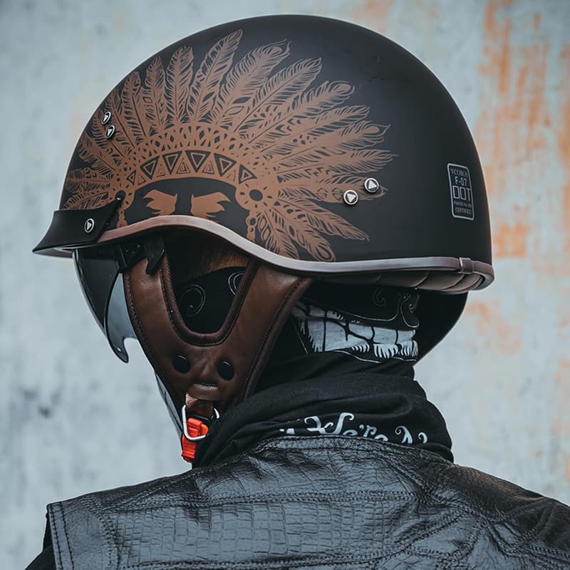DOT Approved Open Face Motorcycle Helmet for Men & Women