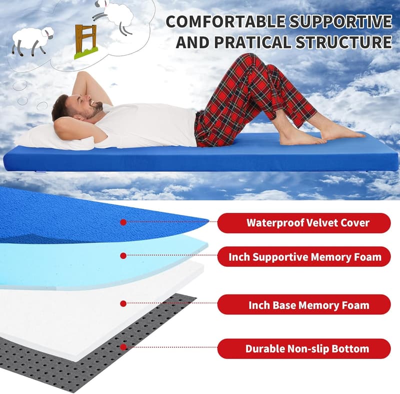 Portable 3-Inch Waterproof Memory Foam Camping Mattress