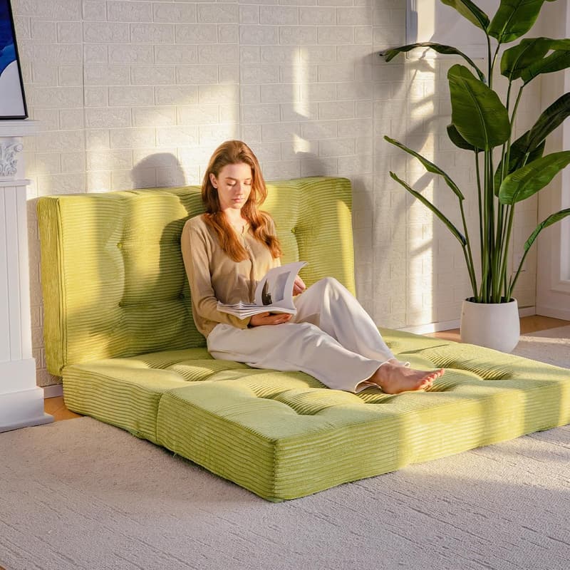 Folding 6-Inch Foam Mattress - Portable Green Sleeper Topper