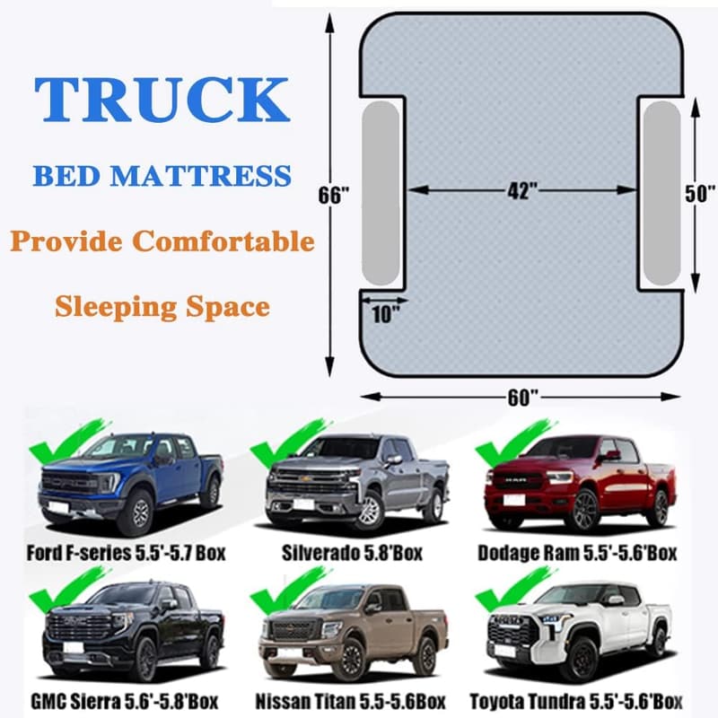 Camping Truck Bed Air Mattress for 5.5-5.8 Ft Short Beds