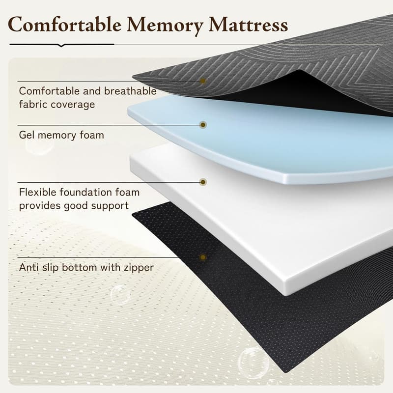 Portable Memory Foam Tri-Folding Mattress for Travel - 4 Inch
