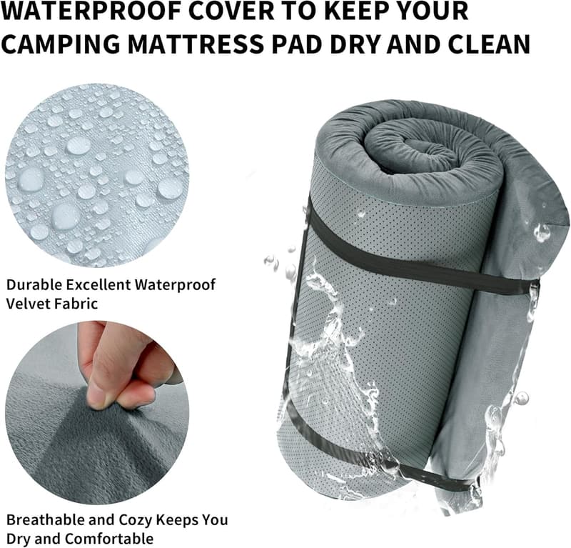 Portable Waterproof Memory Foam Camping Mattress Pad