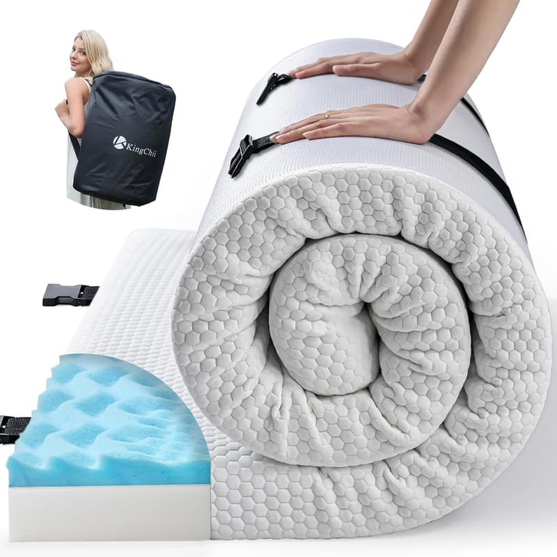 Portable Memory Foam Camping Mattress - Roll-Up Travel Sleeping Pad