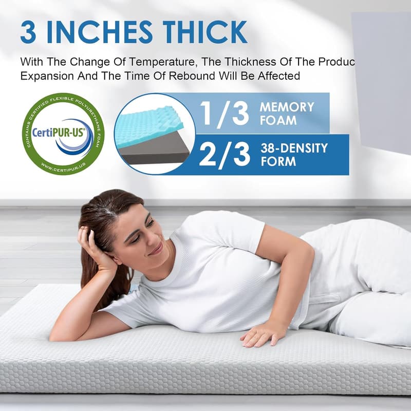 Portable Memory Foam Camping Mattress - Roll-Up Travel Sleeping Pad