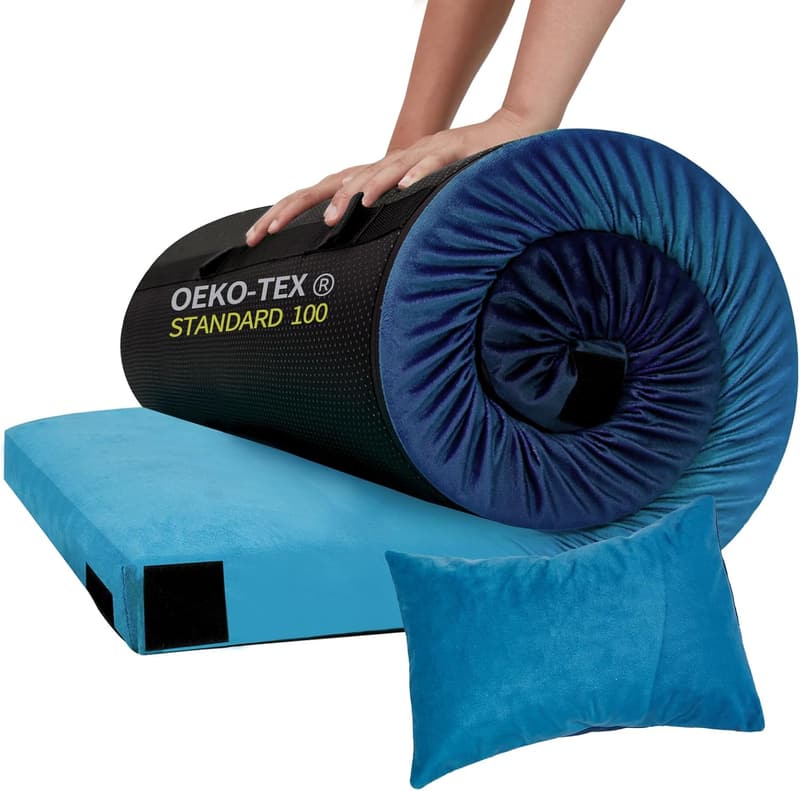 Portable Memory Foam Camping Pad with Travel Bag & Pillow