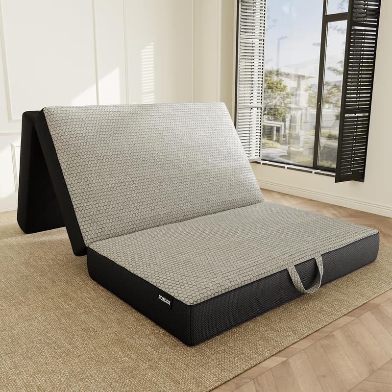 Portable Twin Memory Foam Trifold Mattress - 6 Inch, Foldable