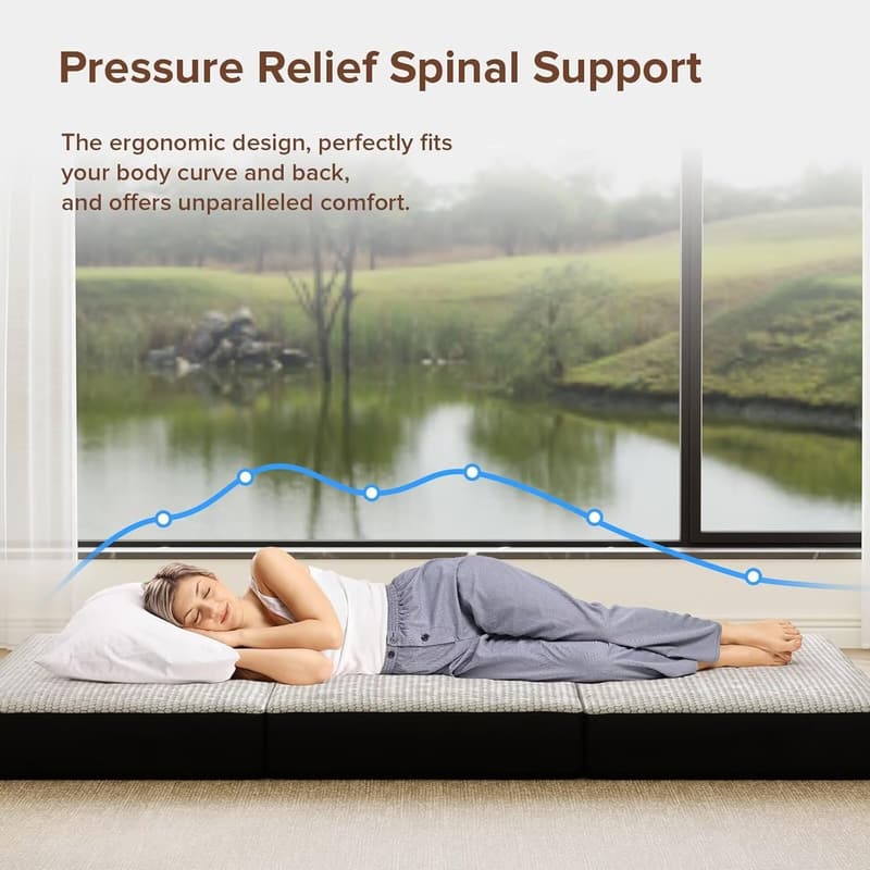 Portable Twin Memory Foam Trifold Mattress - 6 Inch, Foldable
