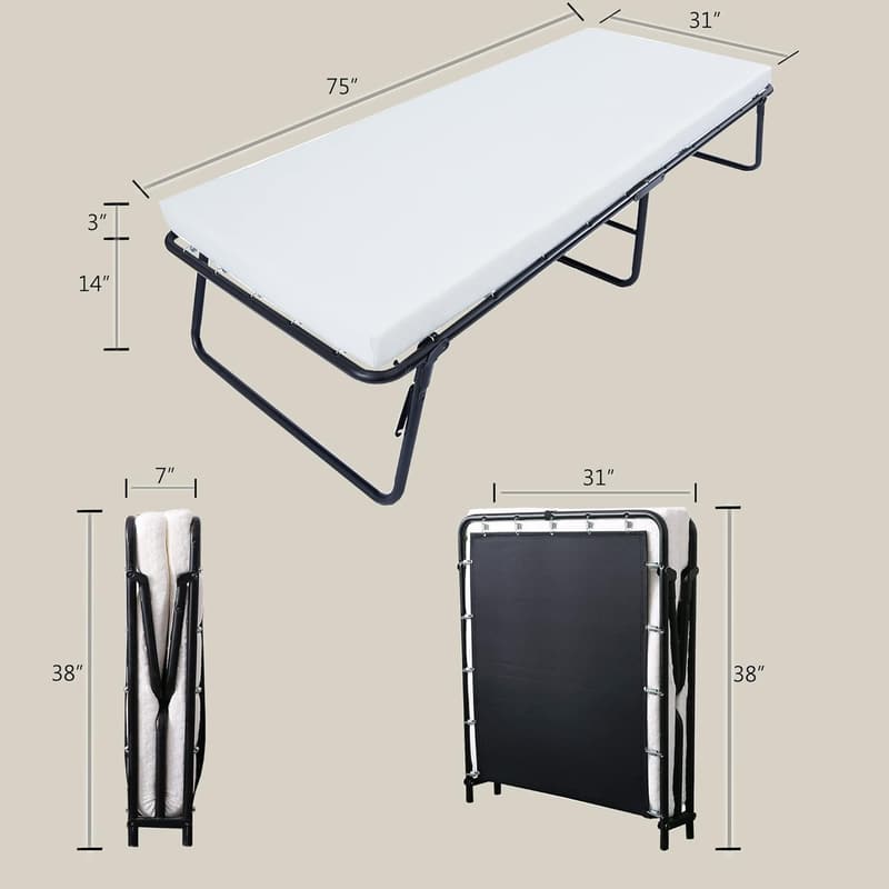 Portable Folding Guest Bed with Memory Foam Mattress