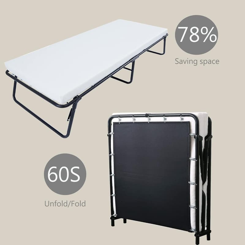 Portable Folding Guest Bed with Memory Foam Mattress