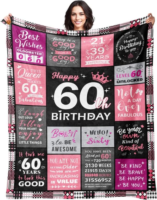 60th Birthday Throw Blanket for Women - 50
