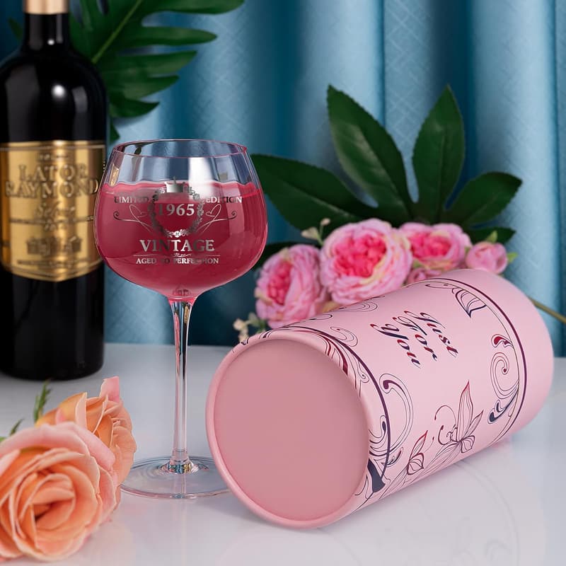 60th Birthday Vintage Engraved Wine Glass for Her