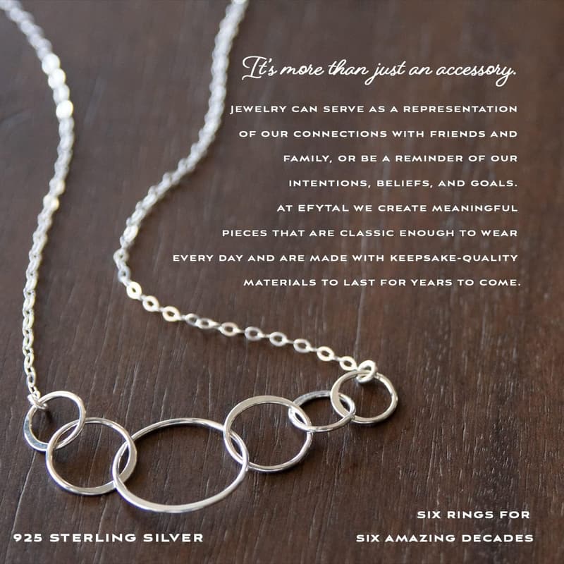 60th Birthday Sterling Silver Circle Necklace for Women