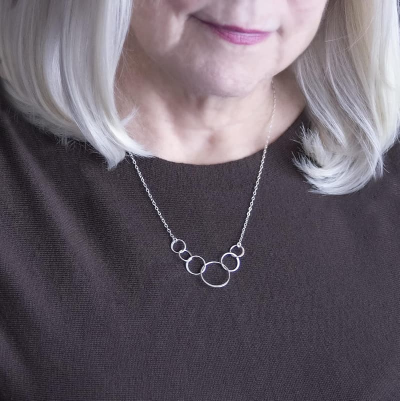 60th Birthday Sterling Silver Circle Necklace for Women