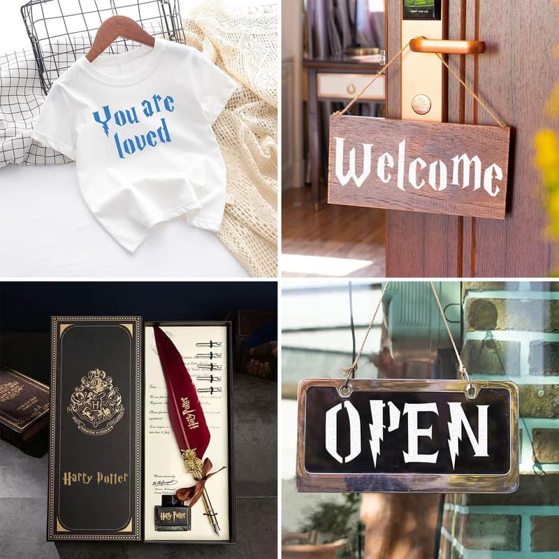 Magical Letter Stencils Set for Craft Projects - 12 Reusable Templates
