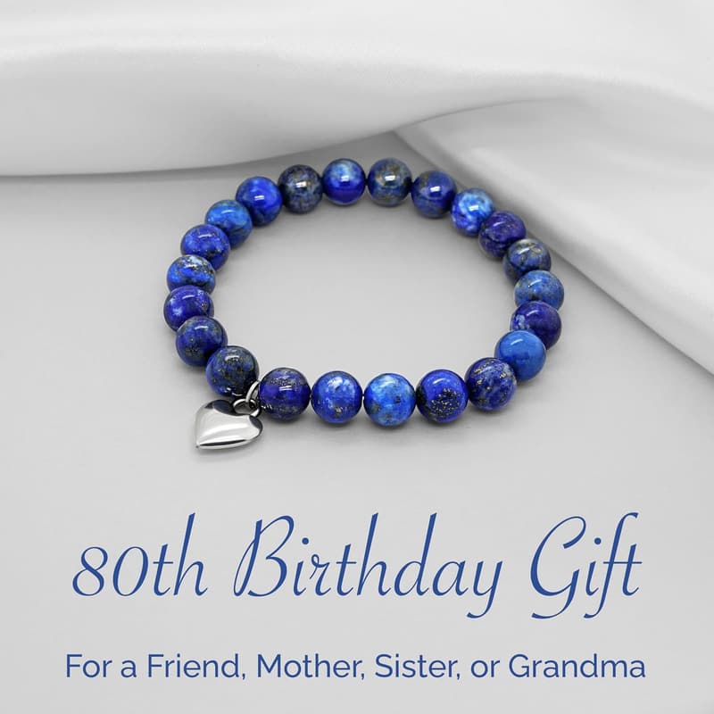 80th Birthday Milestone Bracelet with Meaningful Card for Women
