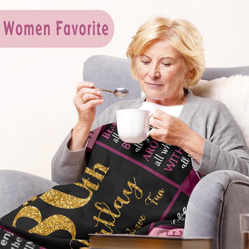 80th Birthday Blanket Gift for Women, 50
