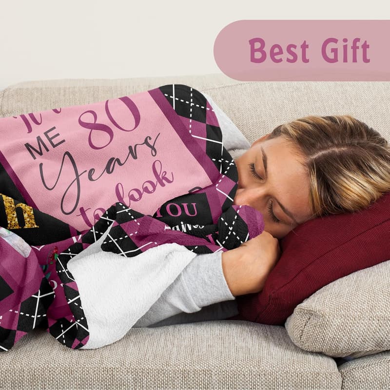 80th Birthday Blanket Gift for Women, 50