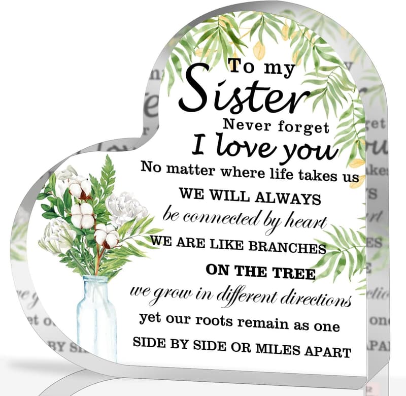 Acrylic Heart Keepsake for Sisters' Birthdays