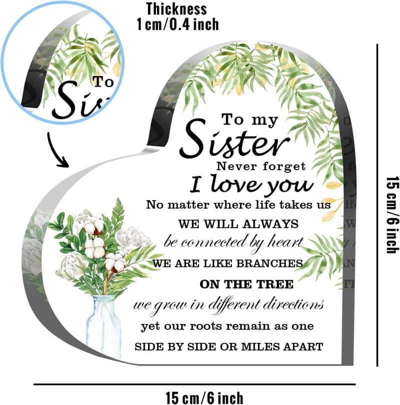 Acrylic Heart Keepsake for Sisters' Birthdays