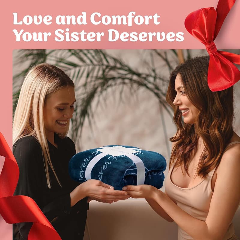 Mother's Day Cozy Throw Blanket for Sister - Unique Gift (Blue)