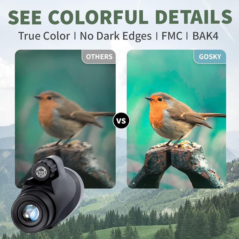 Gosky Titan 12X50 Monocular Telescope - Waterproof & Shockproof