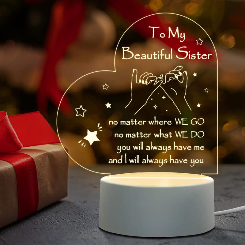 Sister Birthday Gift - Acrylic Night Light for Women