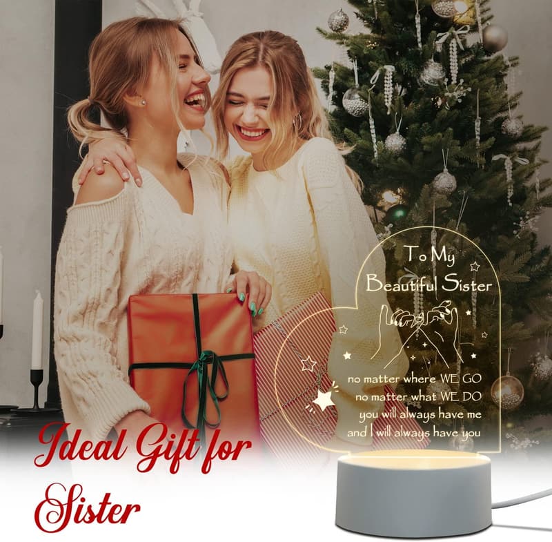 Sister Birthday Gift - Acrylic Night Light for Women