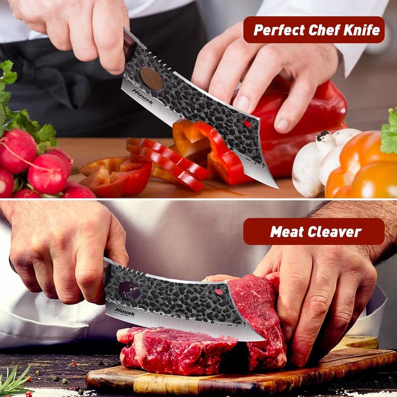 Hand Forged Viking Meat Cleaver Knife with Sheath