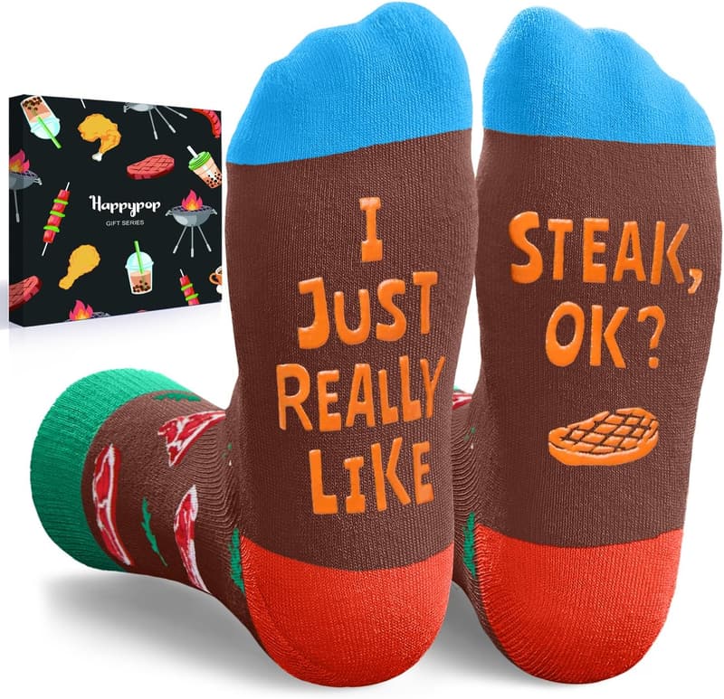Funny Food Socks for Women - Ramen & Steak Gifts