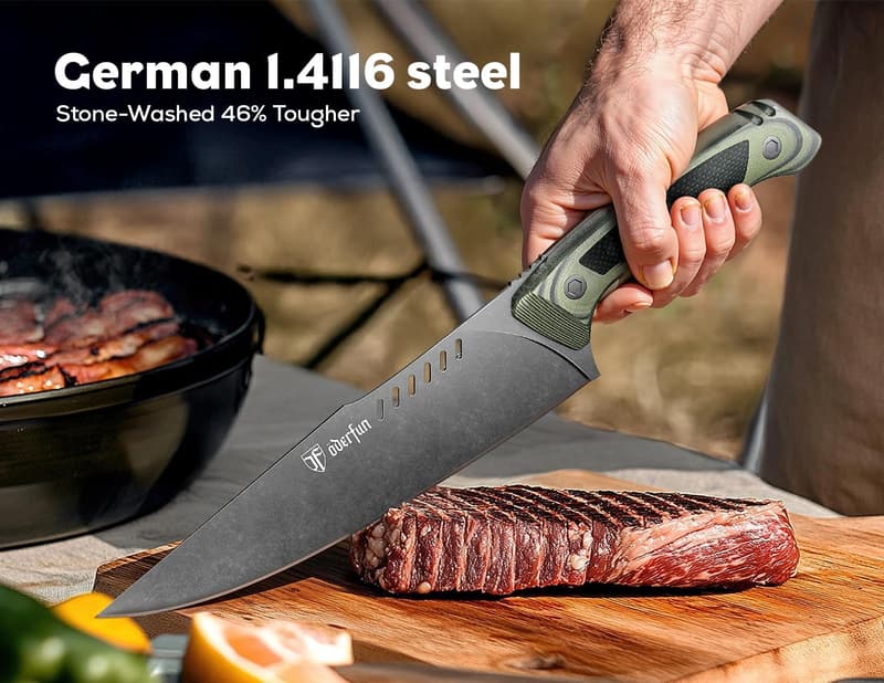 8-Inch German Steel Chef Knife with G10 Handle - Outdoor Gyuto