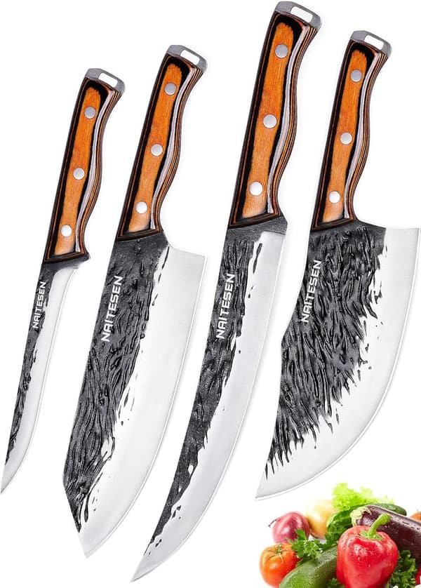 Heavy Duty 4-Piece Butcher Knife Set for BBQ Gifts