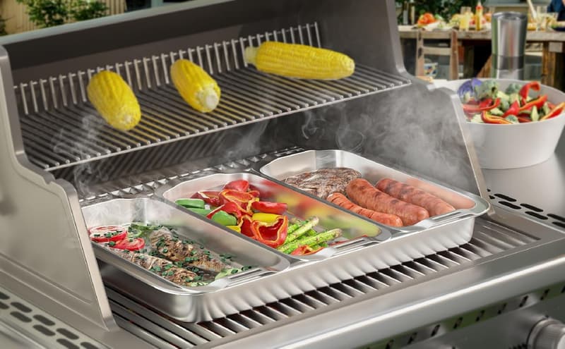 BBQ Grill Basket Set, 6-Piece Stainless Steel Pans for Vegetables and Meat