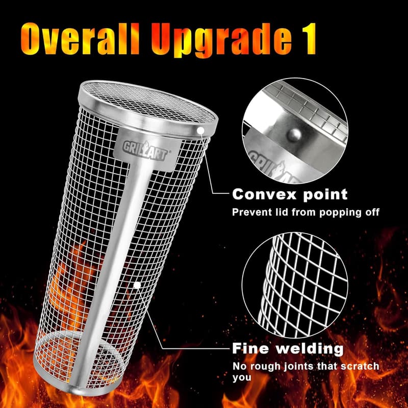 XXL Stainless Steel BBQ Grill Basket Set - Dishwasher Safe