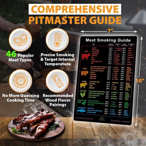 Father's Day Meat Smoking Temperature Guide Magnet with 46 Meats